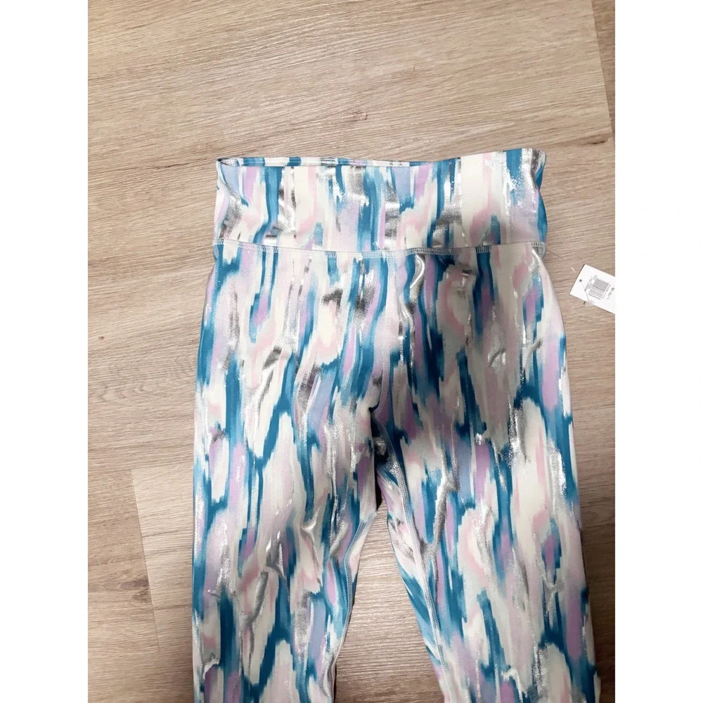 Old Navy Girls PowerPress High Waisted Abstract Foil Leggings L 10-12